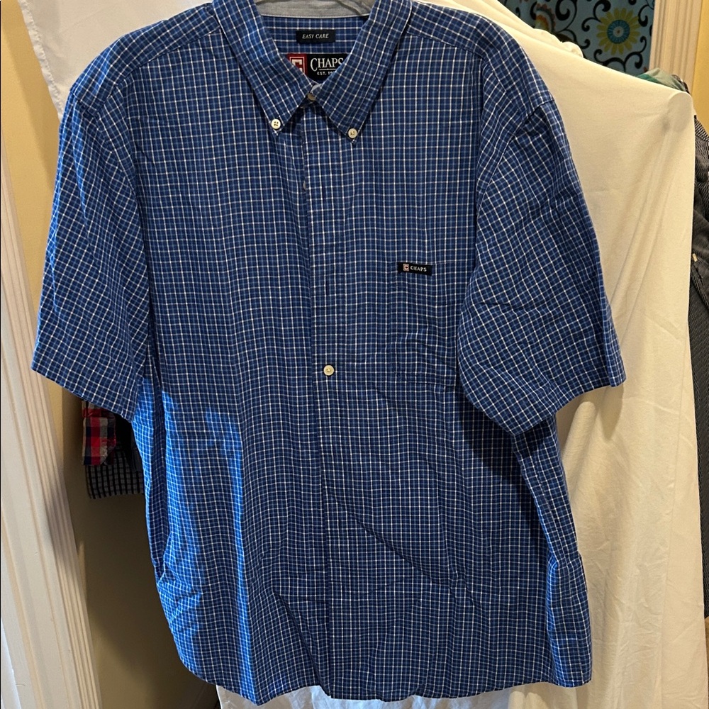 Chaps Men's Blue Plaid Button Down Shirt